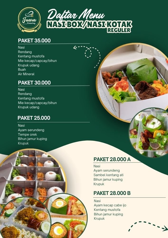 Menu Nasi Box Reguler Untuk Gathering Villa di Puncak dan Pancawati