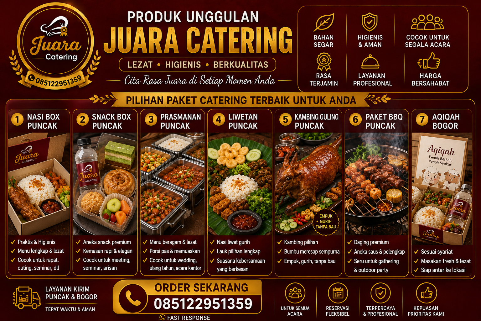 Pilihan produk Juara Catering untuk kebutuhan konsumsi acara meeting, seminar, training, dan jeda acara.