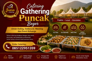 Catering gathering Puncak Bogor untuk outing outbound meeting villa event dengan paket nasi box prasmanan barbeque dan liwetan