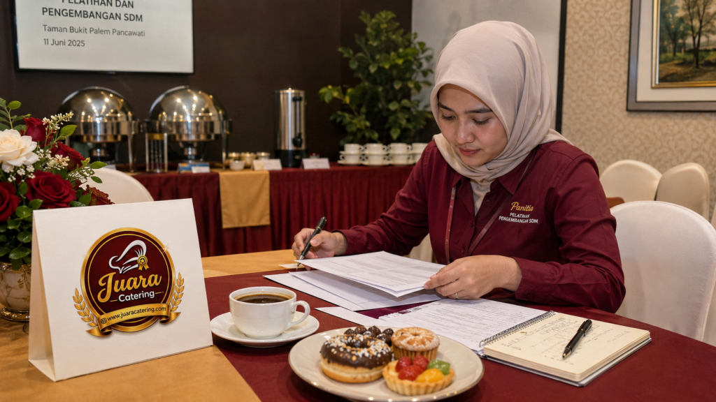 Checklist coffee break Taman Bukit Palem Pancawati untuk jumlah pax jam saji dan titik drop